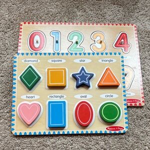 Set of 2 Melissa & Doug Colorful Shape and Number Puzzles